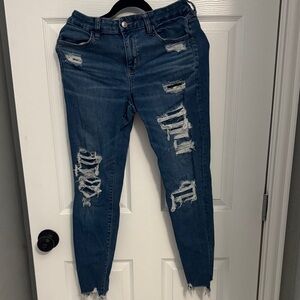 American Eagle Outfitters Ripped Dark Blue Skinny Jeans